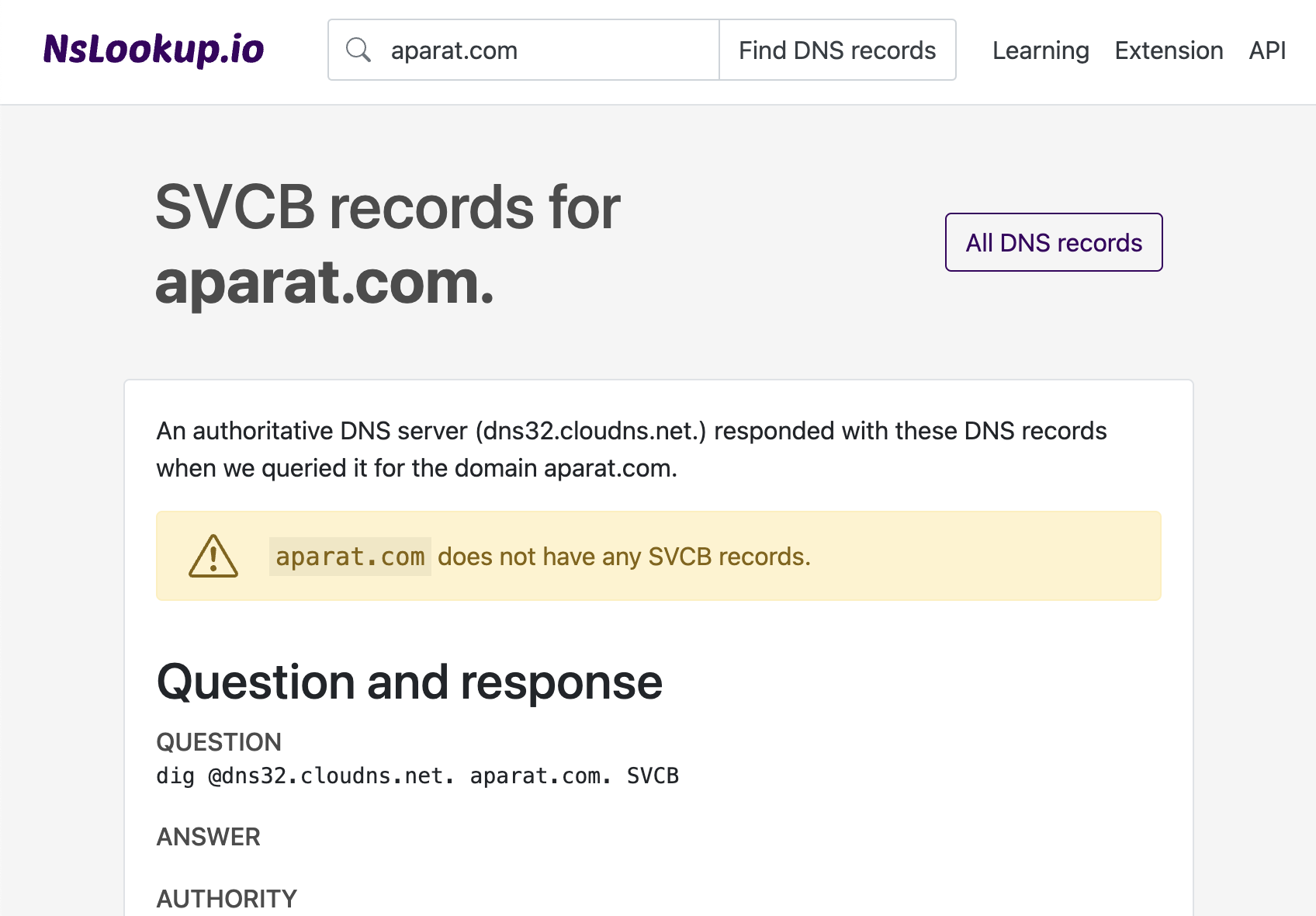 Example DNS SVCB records